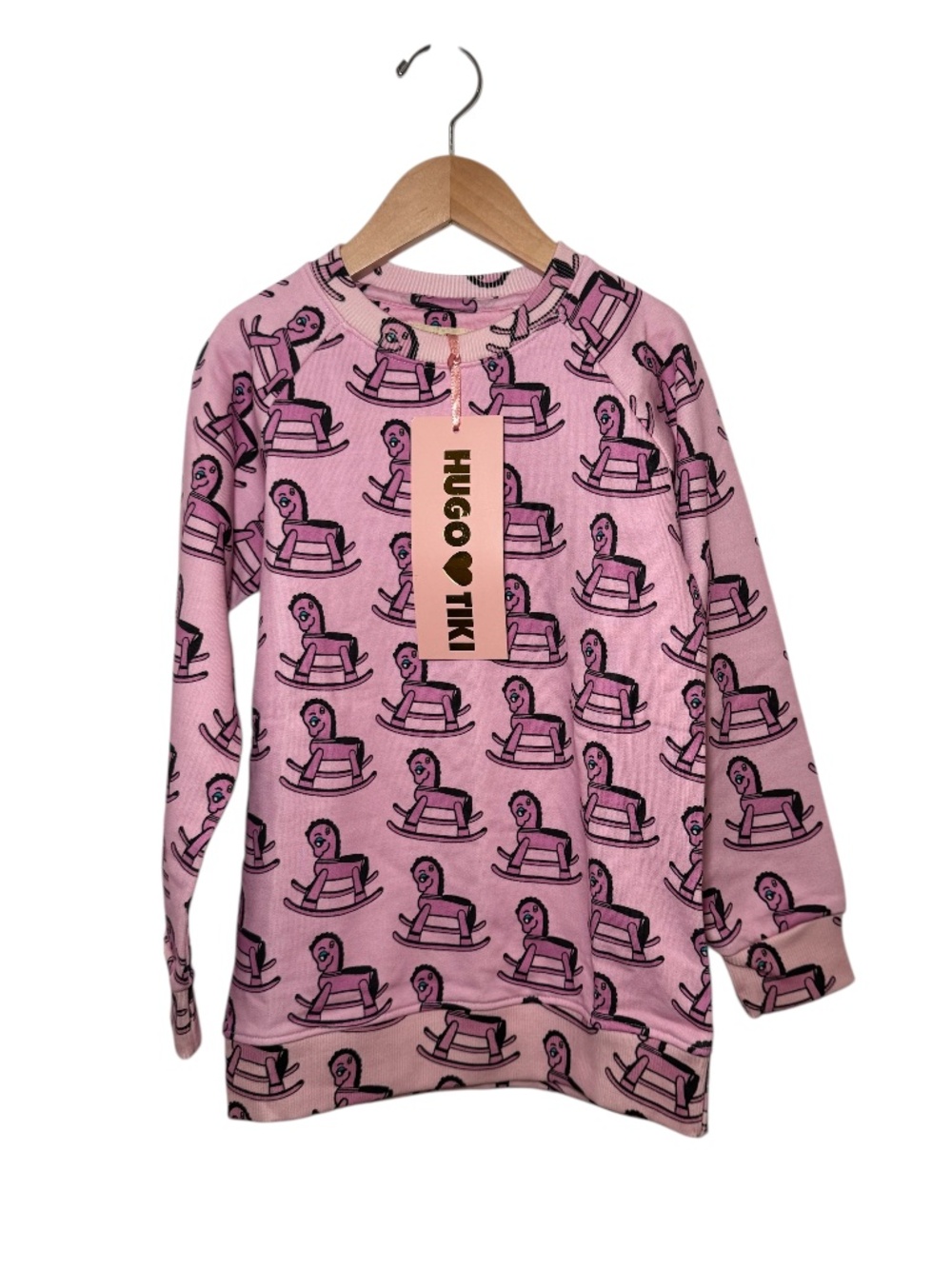 HUGO LOVES TIKI pink rocking horse print sweatshirt - size 6